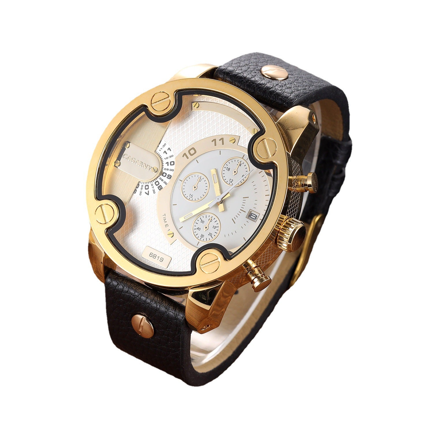 Montre Homme Grand Cadran Quartz Calendrier – Bracelet Cuir Rétro