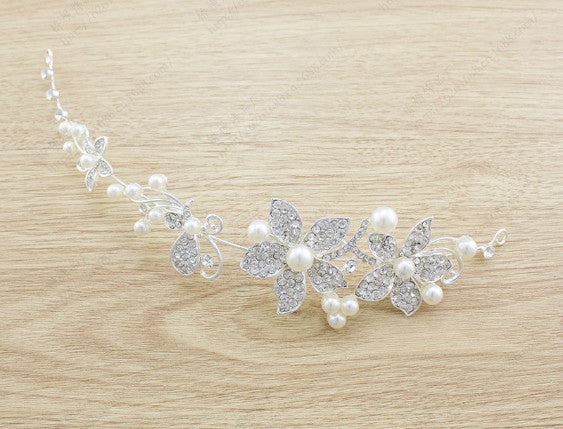 Bridal Jewelry Set 3-Piece Butterfly Pearl - Necklace Headdress - Wedding Jewelry Women