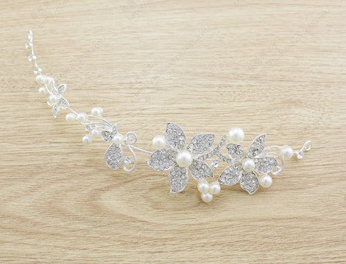 Bridal Jewelry Set 3-Piece Butterfly Pearl - Necklace Headdress - Wedding Jewelry Women