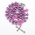 Collier Long Croix Jésus avec Perles - Bijou Religieux