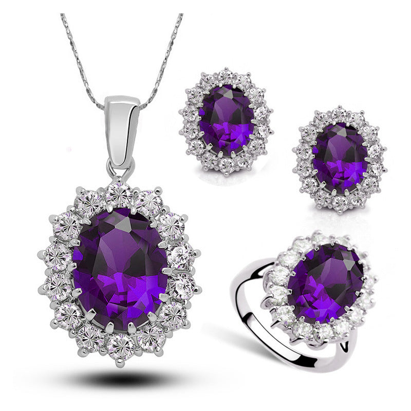 "Brautschmuck Set Kristall Silber - Halskette Ohrringe Ring - Hochzeitsschmuck Damen Schmuckset"