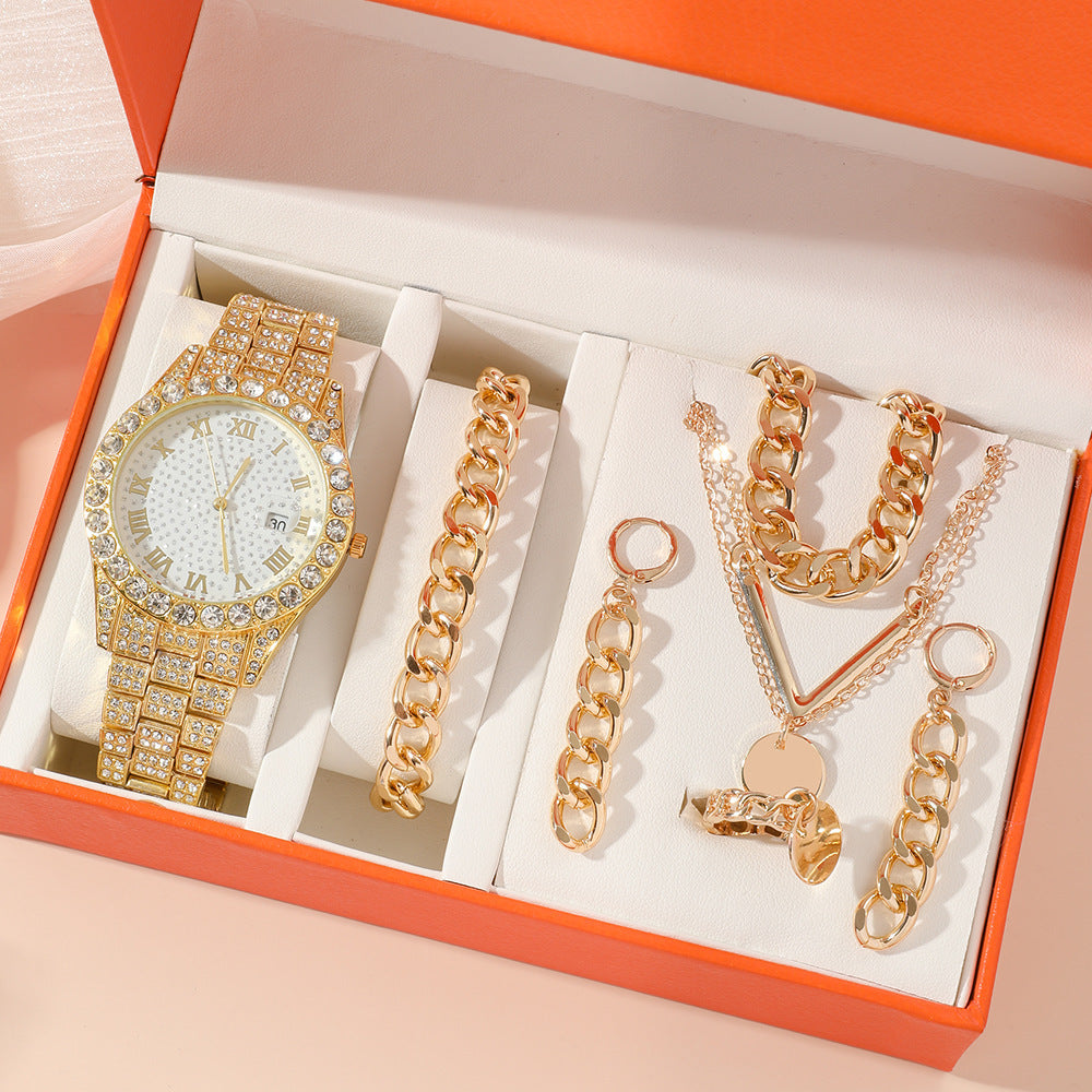 Coffret Montre Femme Bijoux 5 Pièces – Quartz Fashion Cadeau Luxe
