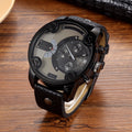 Montre Homme Grand Cadran Quartz Calendrier – Bracelet Cuir Rétro