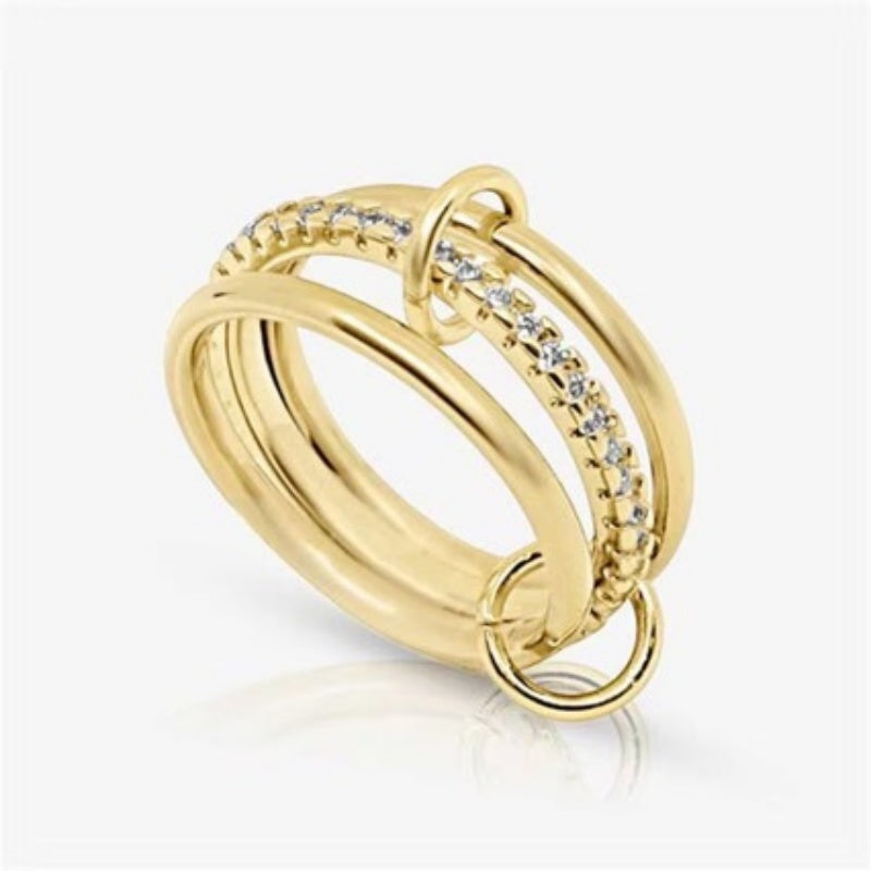 Trio de Bagues Zircon Entrelacées — Look Superposé Élégant