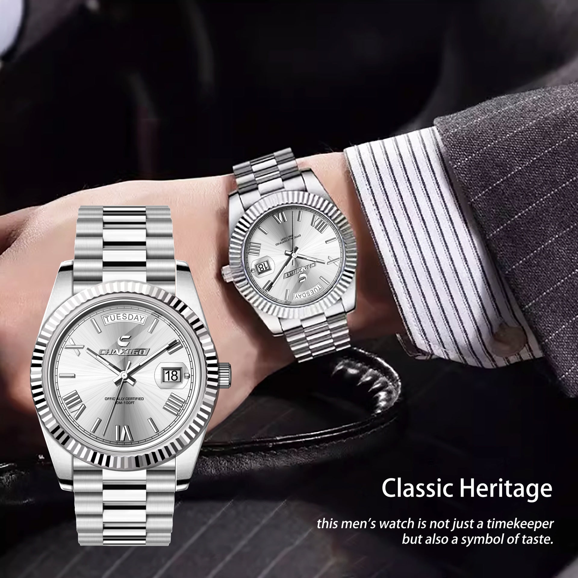 Montre Homme Acier Grand Cadran Quartz – Bracelet Fashion Luxe