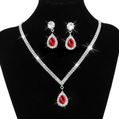 Bridal Jewelry Set Crystal Silver – Necklace, Earrings & Ring for Women