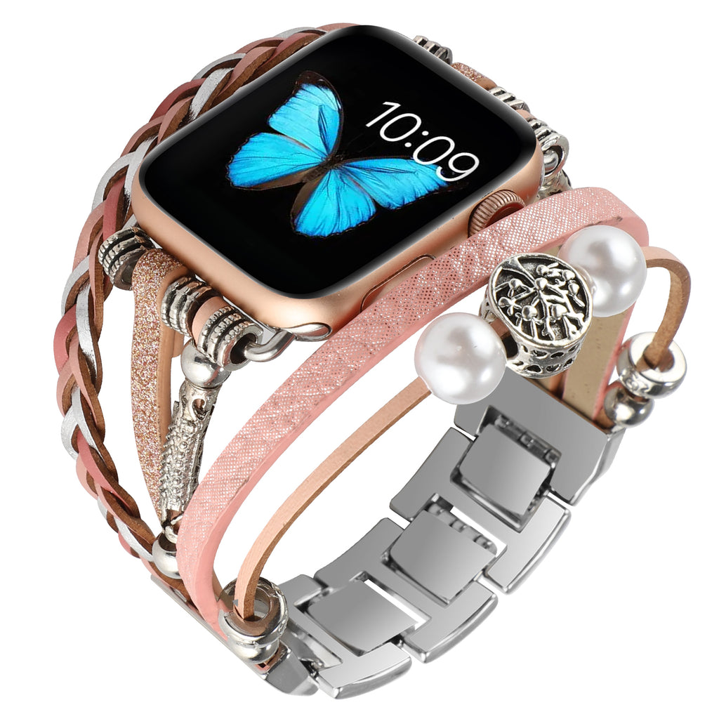 Armbanduhr aus Vintage-Leder mit Metall – Universelles Smartwatch-Armband