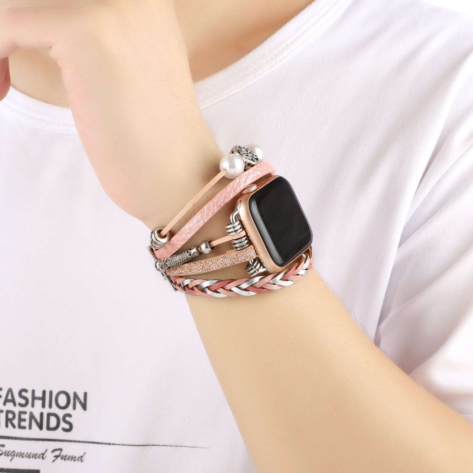 Armbanduhr aus Vintage-Leder mit Metall – Universelles Smartwatch-Armband