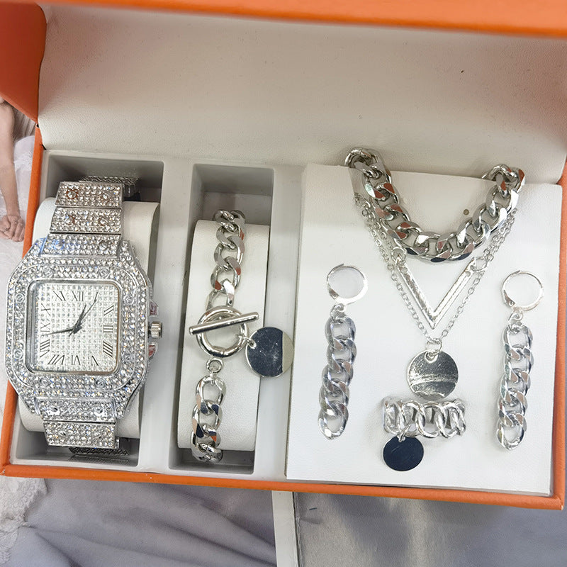 Coffret Montre Femme Bijoux 5 Pièces – Quartz Fashion Cadeau Luxe