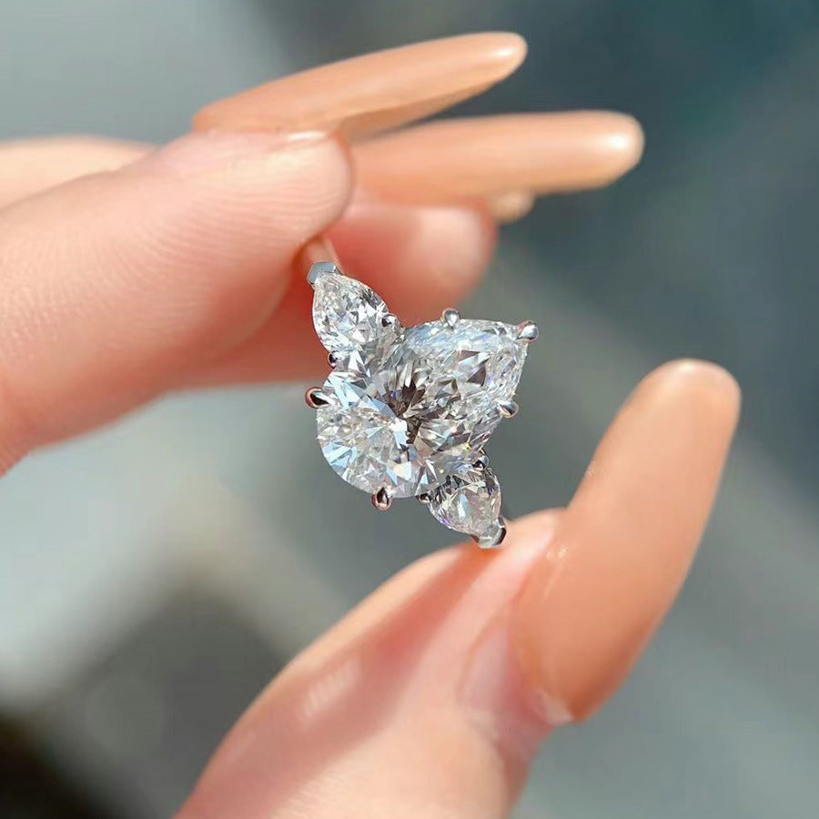 Waterdrop Pear-Shaped Lab-Grown Moissanite Ring For Women