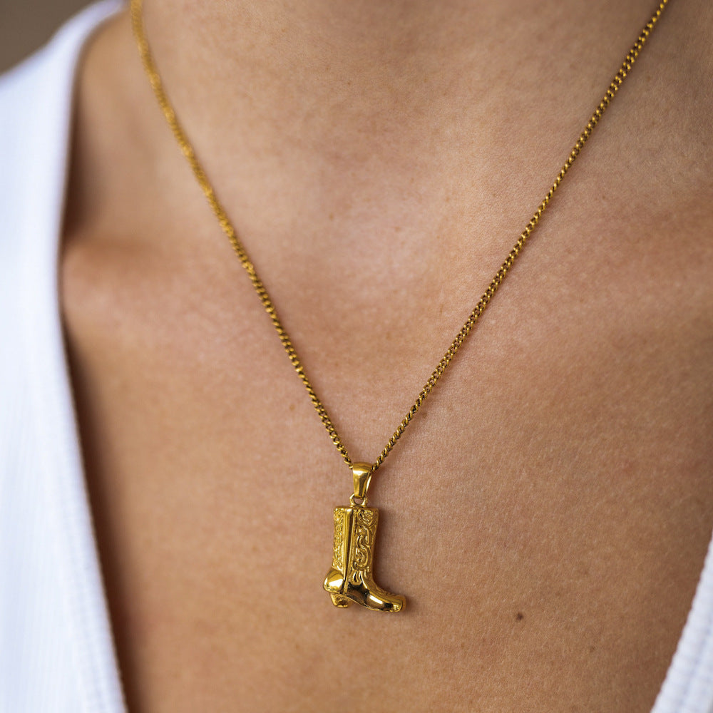 New Western Cowboy Pendant, Simple Necklace And Earrings Set