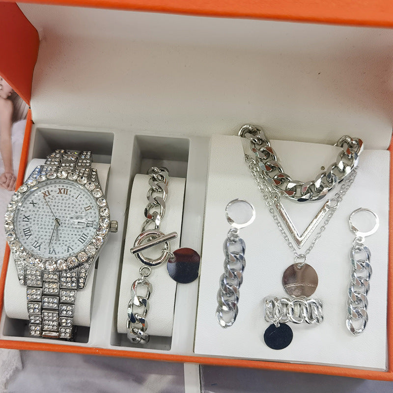 Coffret Montre Femme Bijoux 5 Pièces – Quartz Fashion Cadeau Luxe